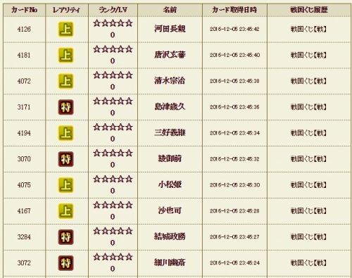 戦くじ5　履歴