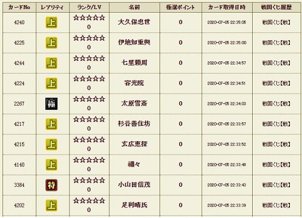 戦くじ２履歴