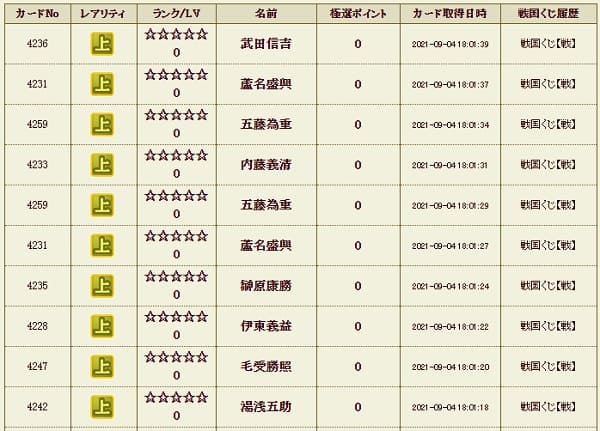 戦くじ904影履歴