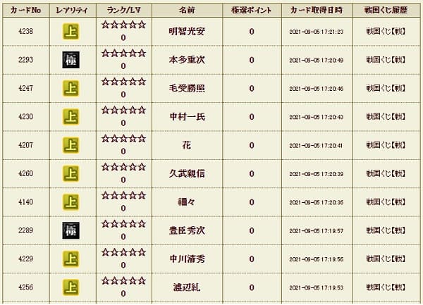 戦くじ905影履歴