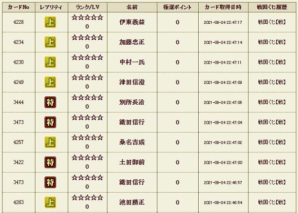 戦くじ924影履歴