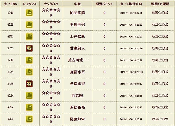 戦くじ1104メンテ後　サブ鯖影履歴