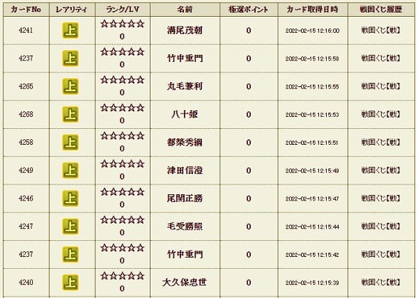 戦くじ215 影履歴