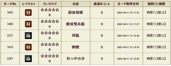 戦上411影履歴