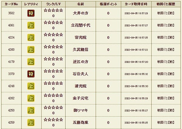 戦くじ405メンテ後7履歴