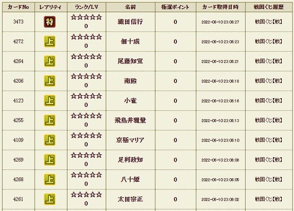 戦くじ610影履歴