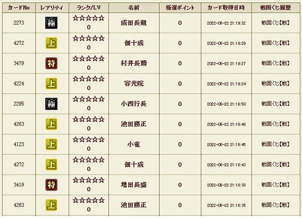 戦くじ622影履歴