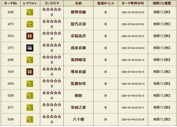 戦くじ704他鯖3履歴