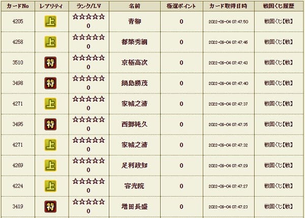 戦くじ904影履歴