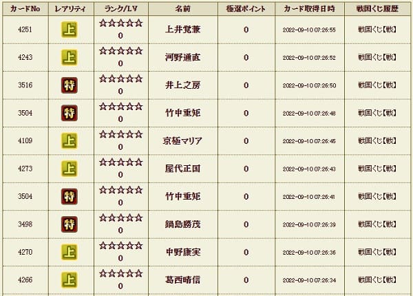 戦くじ910影履歴