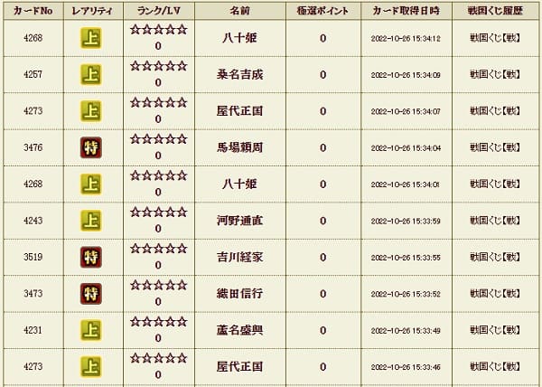 戦くじ1026影履歴