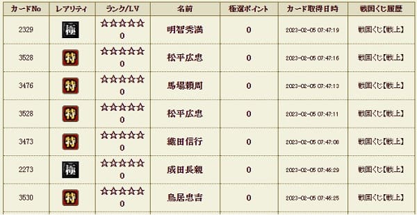 戦上205影履歴