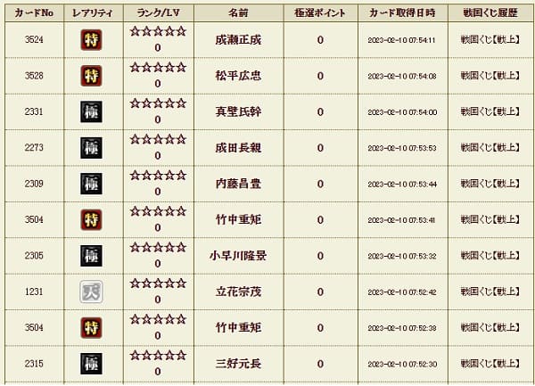 戦上210影天履歴